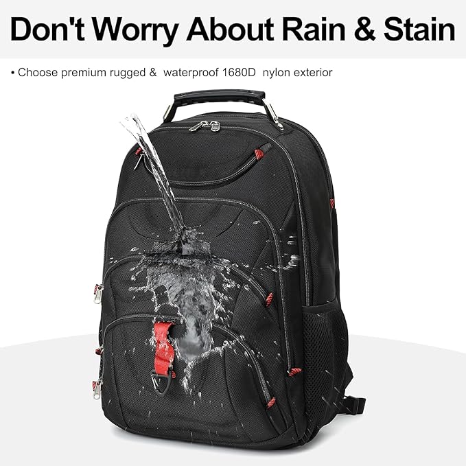 Boavan Laptop Backpack for men, 17.3 inch Laptop Bag with USB Port, Waterproof Travel Work Backpack Purse, Anti-Theft Teacher Nurse Doctor Casual Bookbags Office Business backpack ,Black