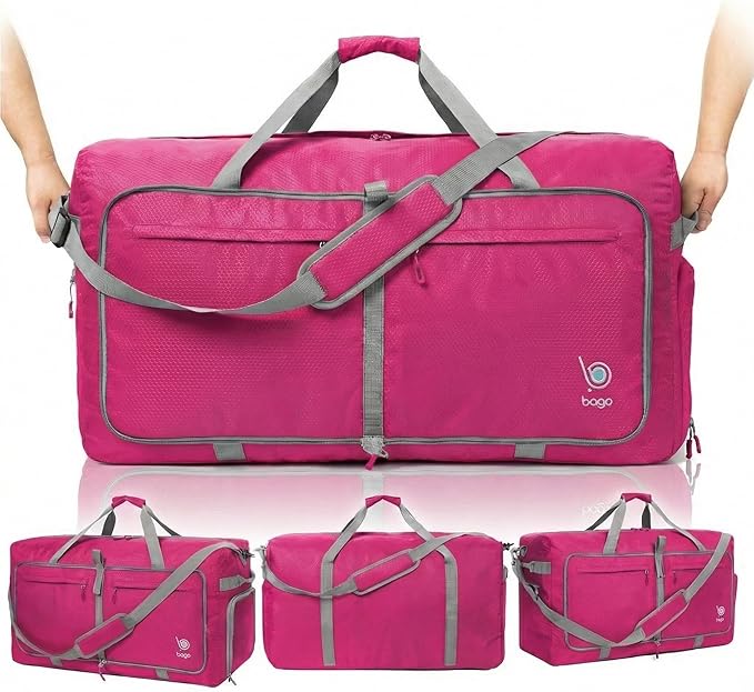 Bago Extra Large Duffle Bag for Travel Women & Men. Durable, Lightweight, Foldable Travel Duffel Bags For Traveling Women. 140L Duffle Bags Use As a Weekender Bag with Shoe Compartment, Checked Duffel