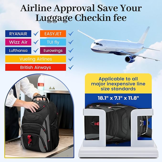 Boavan Vacuum Seal Backpack for Travel with Pump, 55L Large Bag with Zipper‑Off Detachable Vacuum Compression Bag Waterproof Carry On Large Travel Bag for Airline,Bags and Backpack Used Independently