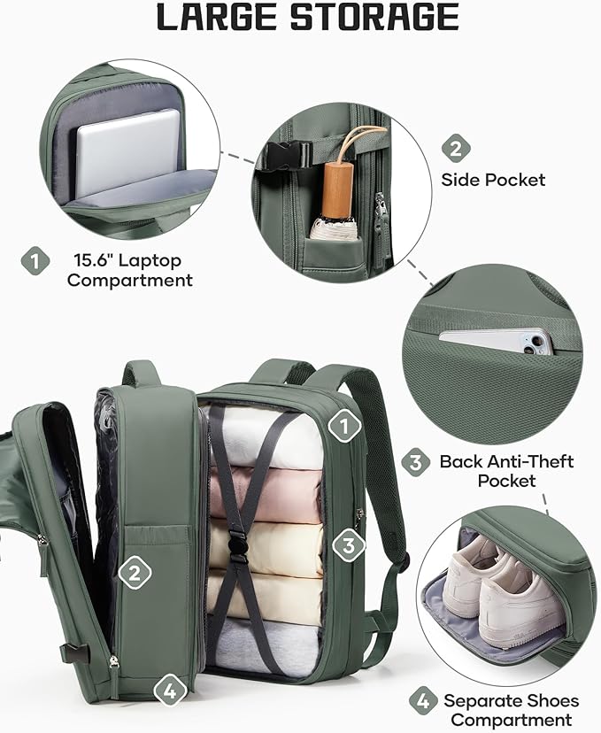 wepadre Vacuum Backpack Travel with Pump Travel Backpack with Vacuum System Expandable Vacpack Compression Backpacks for Travel Easy Vac Pack Carry on Luggage