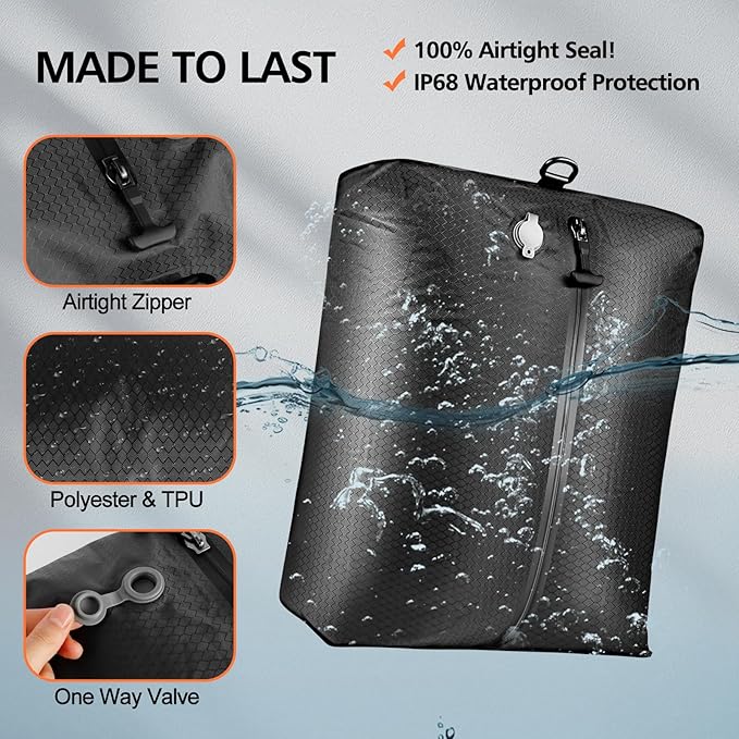 Travel Vacuum Bags with Wireless Pump,IP67 Waterproof,Tear-Resistant Vacuum Packing Cubes,Reusable Compression Bags for Travel for Hiking & Camping,Suitcase,Home Storage(2Pack+Pump)
