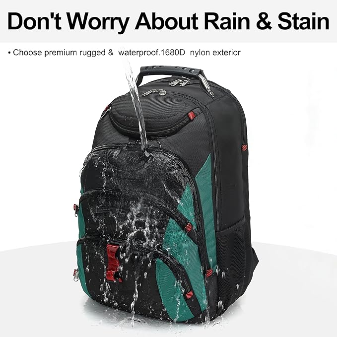 Boavan Laptop Backpack for men, 17.3 inch Laptop Bag with USB Port, Waterproof Travel Work Backpack Purse, Anti-Theft Teacher Nurse Doctor Casual Bookbags Office Business backpack,Black&Deep Juniper