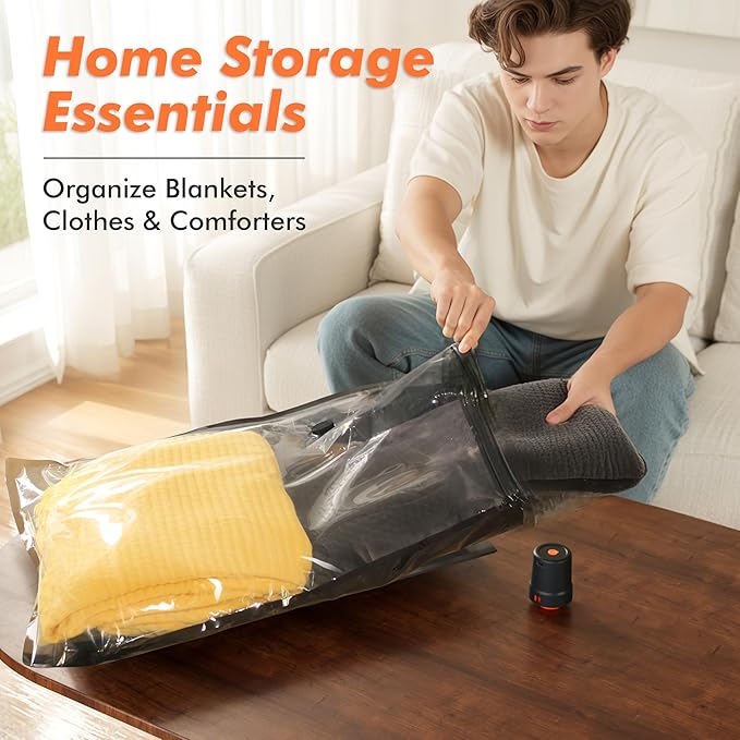 GONGSHI Vacuum Seal Bags for Clothing Travel & Home Storage, Travel Vacuum Bags with Pump,Space Saver for Blankets, Comforters, Pillows, Clothes,30 Combo