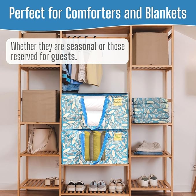 VENO 8 Pack Heavy Duty Moving Bags, Clothes and Comforter Storage Bags with Clear Window, College Dorm Essentials Packing Supplies, Foldable Boxes Alternative (Spring Breeze, 8 Pack)