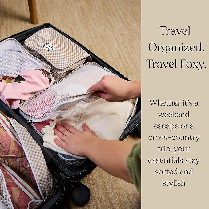 Packing Cubes Set-Cute Packing Cubes for Travel, Luggage Organizer Bags for Suitcase, Perfect for Kids and Family, Floral, Neutral & Aesthetic Travel Organizer Set -Pink