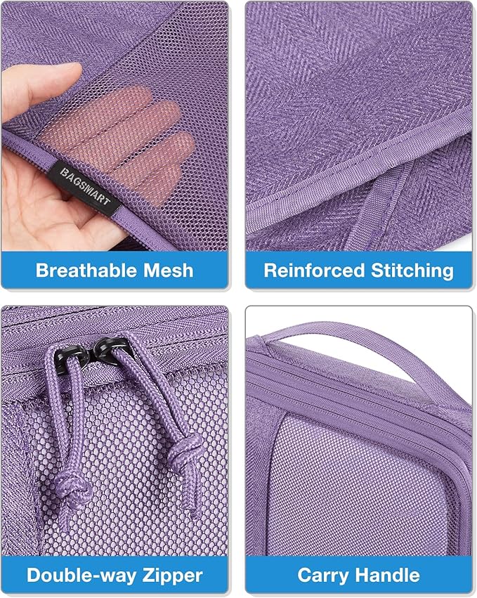 BAGSMART Compression Packing Cubes, Durable Travel Packing Cubes for Carry-On Suitcase, Lightweight Compressible Luggage Organizer Cruise Ship Travel Essentials, 6-Pack 1L+3M+1S+Shoe Bag, Navy Blue