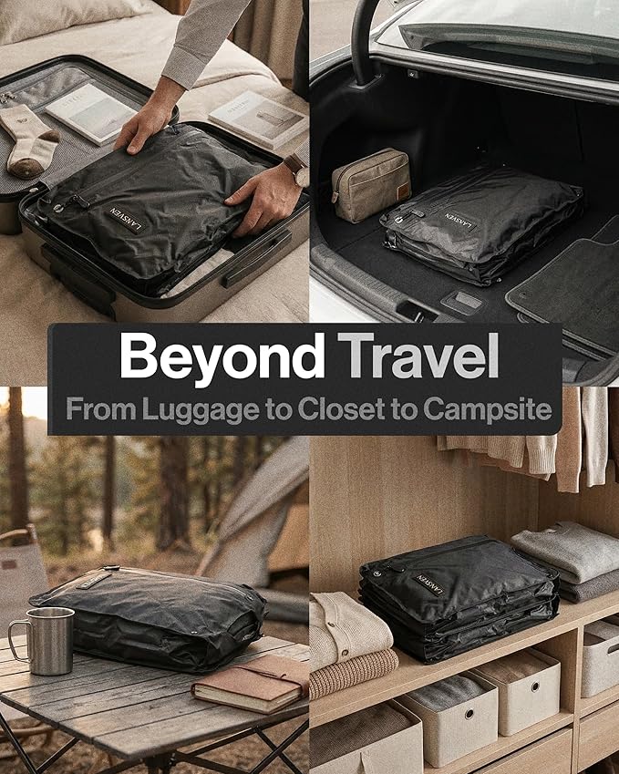 Cordless travel vacuum bag set - Reusable Nylon Compression Bags + Rechargeable Pump - Save 60% Space - travel pack vacuum kit - vacuum travel bags with pump - for Carry-On & Suitcase