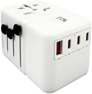EP 85W Universal Travel Adapter, International Power Adapter with 3 USB-C & 2 USB-A Ports, Worldwide Plug Adaptor Wall Charger, Travel Essentials for US/CA/EU/UK/AU/JP ＆ 150+ Countries (Type C/G/A/I) by ENERGYPRO