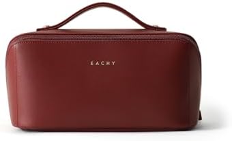 EACHY Travel Makeup Bag for Women, Flat Open Cosmetic Bag, Red, Medium - Image 5