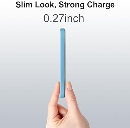 Magnetic Portable Charger 5000mAh, 15W Ultra Slim Wireless Portable Charger, Fast Charging for iPhone 17/16/15/14/13/12 Pro/Pro Max/Plus, Metal Shell, USB-C Cable to Charge Other Phones (Blue) - Image 4