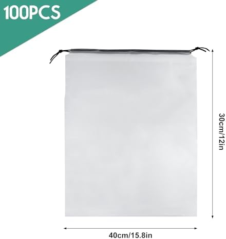 100Pcs Shoe Bags for Travel，PLULON 15.7" x 11.8" Clear Drawstring Storage Plastic Bags Shoes Organizer for Packing Waterproof Dustproof Women Men Portable Travel Essentials - Image 2