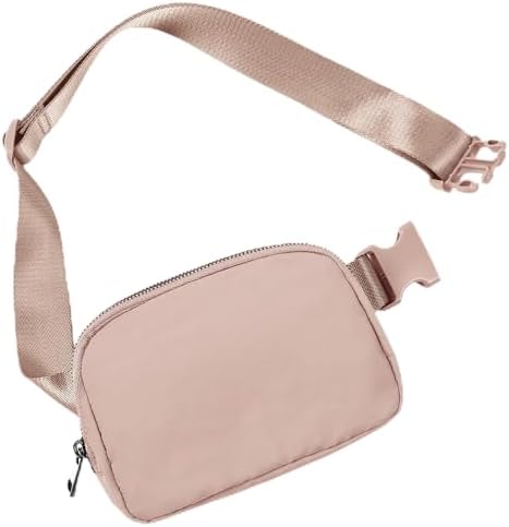 ODODOS Unisex Mini Belt Bag with Adjustable Strap Small Fanny Pack for Workout Running Traveling Hiking, Misty Rose by ODODOS