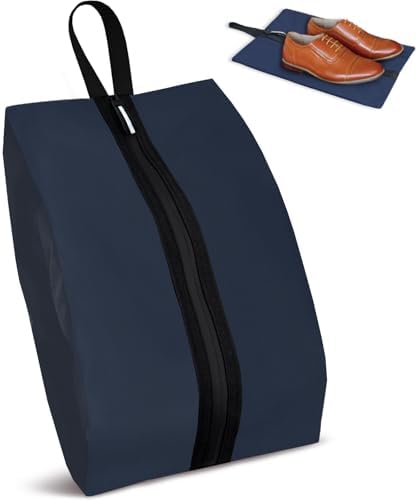 Shoe Bag for Travel, Waterproof Extra Large Shoe Storage Organizer with Handle, Multi-Functional Odor-Resistant Shoe Pouch for Gym, Soccer, Golf, Tennis Soccer Cleats Bag 16.5 x 9.8 Inches (Dark Blue) by DHXYZZBBetterlivingwithpet