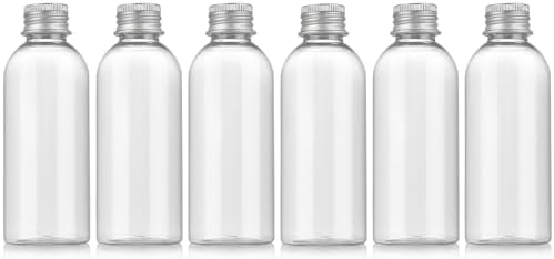 3.4 oz Travel Bottles TSA Approved, 6 pcs Refillable Travel Bottles Leak Proof with Silvery Screw Cap, Essential Oil Bottles Empty by RAMFIYN