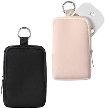 uekeboag 2Pcs Small Soft Neoprene Pouch with Zipper(Black and Pale Pink) by uekeboag