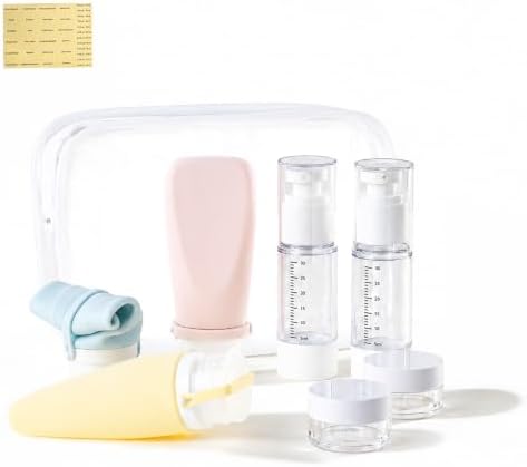 Silicone Travel Bottle Sets for Toiletries, TSA Approved Size (Yellow, Pink, Blue) by cryslora