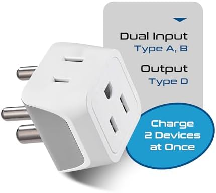 Ceptics US to India Plug Adapter works in Nepal, Maldives, Pakistan, India Power Adapter, Dual USA Input, Grounded Travel Adapter for Indian plug, Perfect for Phones, Laptop Chargers, 3 Pack (CT-10) - Image 3