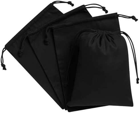 Heavy Duty Cotton Drawstring Bags 4-Pack - 270 GSM Thick Cloth Pouches for Gifts, Travel, Dice, Jewelry, Laundry - Double Drawstring (Rustic Black, 7 x 9 Inches) by Palterwear