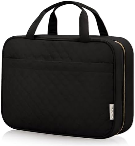 HXLGMD Travel Size Toiletry Bag for Women, Portable Cosmetic Bag with Hanging Hook, Travel Essentials Water-resistant Makeup Organizer for Accessories, Shampoo, Full-size Container, Toiletries by HXLGMD