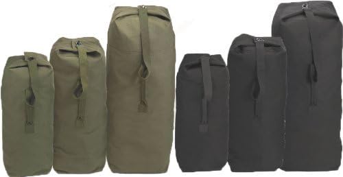 Top Load Heavyweight Cotton Canvas Tactical Military Duffle Bag Carryall Shoulder Storage Bulk Travel Bag, Black - 13" x 13" x 33"