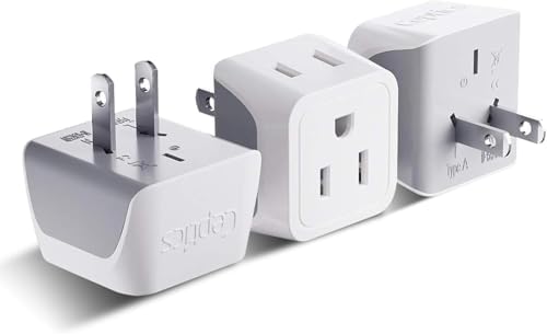Japan, Philippines Travel Adapter Plug by Ceptics - USA 3 Pin Polarized to 2 Prong Unpolarized - Type A (3 Pack) - Dual Inputs - Ultra Compact - Perfect for Cell Phones, Tablet, Camera Chargers (CT-6) by Ceptics