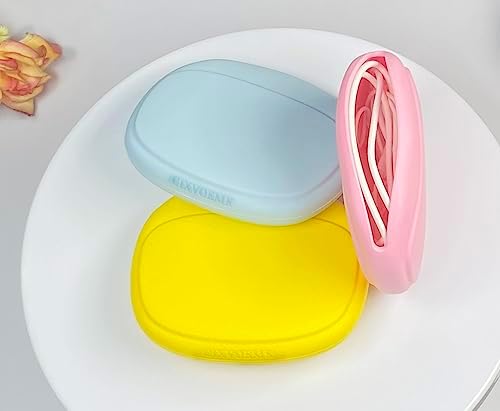 Silicone Headphone Organizer - Data Cable Storage Case - Mini Key Box - Portable Wired Headset Storage Bag (Yellow-Pink-Blue-3PCS) - Image 5