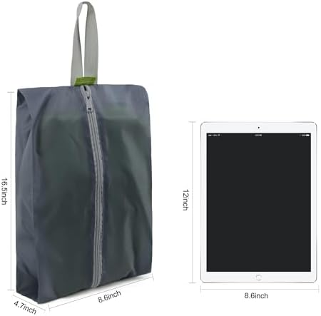 BeeGreen Grey Shoe Organizer Set - 6 Pack Shoe Bags For Travel with Zipper Closure and Handle,Stylish and Portable Nylon Shoe Storage for Men and Women's Travel Gifts and Home Storage - Image 2