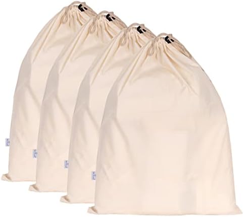 4-Pack Drawstring Dust Covers Large 100% Cotton 26" x 20" by HellBlues