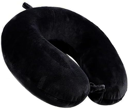 Travel Neck Pillow - 100% Memory Foam Support Pillow for Aiplanes Cars Home Use Office USC and Provides Neck Support (Black) by Unknown