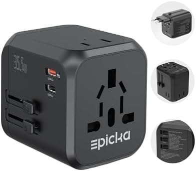 EPICKA PD 35W Universal Travel Adapter, 2AC/2USB-C/3USB-A by EPICKA