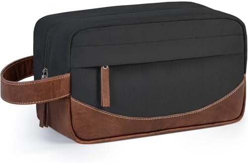Travel Toiletry Bag for Men, Hanging Toiletry Organizer, Water Resistant Shaving Kit with Large Capacity for Travel Accessories (Black, Large) by Ezday