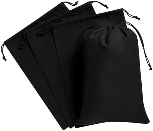 Heavy Duty Cotton Drawstring Bags 4-Pack - 270 GSM Thick Cloth Pouches for Gifts, Travel, Dice, Jewelry, Laundry - Double Drawstring (Rustic Black, 10 x 15 Inches) by Palterwear