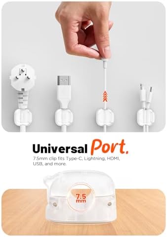 Cable Clips,8 Pack Cord Holder Cord Organizer [1s Lock & Strongest Adhesive] Spring Cord Clips Phone Charger Wire Desk Cable Management Nightstand Home Office School Decor Women Desk,Transparent Clear - Image 4
