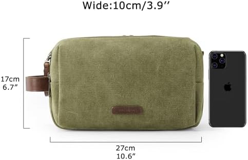 BAGSMART Toiletry Bag for Men, Canvas Travel Toiletry Organizer Dopp Kit Water-resistant Shaving Bag for Toiletries Accessories,Green-Large - Image 6