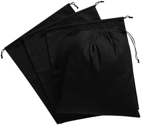 Heavy Duty Cotton Drawstring Bags 4-Pack - 270 GSM Thick Cloth Pouches for Gifts, Travel, Dice, Jewelry, Laundry - Double Drawstring (Rustic Black, 14 x 17 Inches) by Palterwear