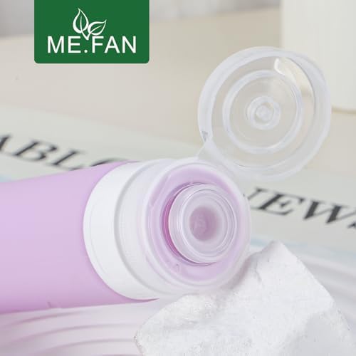 ME.FAN Travel Bottles for Toiletries,3oz Silicone Travel Size Containers, TSA Approved Squeezable Portable Split Bottle, Travel Accessories for Conditioner Shampoo Lotion - 4 Pack Black/White - Image 5