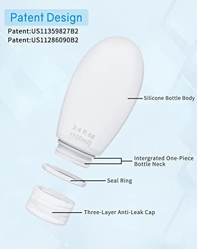 Silicone Travel Bottles for Toiletries TSA Approved Travel Size Containers Set 4 Pack Portable Leak Proof Refillable Cosmetic Squeeze Bottles Shampoo Hair Conditioner Body Lotion Bath Shower Gel - Image 2