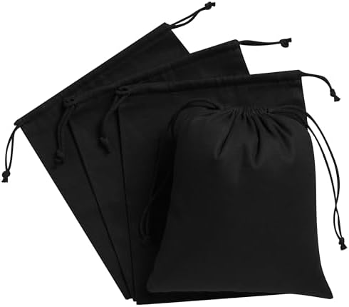 Heavy Duty Cotton Drawstring Bags 4-Pack - 270 GSM Thick Cloth Pouches for Gifts, Travel, Dice, Jewelry, Laundry - Double Drawstring (Rustic Black, 8 x 10 Inches) by Palterwear