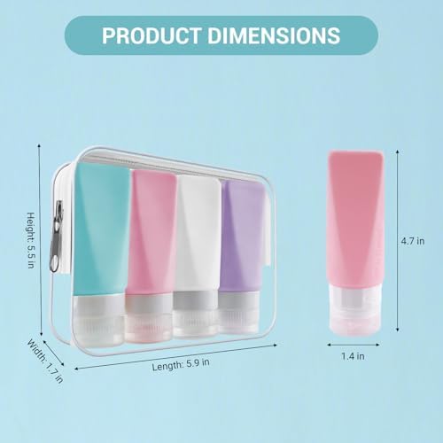 Travel Bottles Leak Proof,3 oz TSA Approved Silicone Squeezable, Refillable Containers Set for Toiletries Shampoo Conditioner Lotion - Image 2
