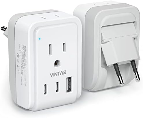 VINTAR 1 Pack European Travel Plug Adapter, Type C Foldable Plug to Europe by VINTAR