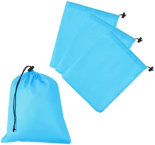 Drawstring Bag with Toggle, Stuff Sack String Waterproof Travel Storage Bags Cinch Stuff Pouch -Fitting for (Gym/Traveling/Hiking/Yoga/Office/Shoes) 12 x 10 & 4 Pack & Sky Blue by YELARXI