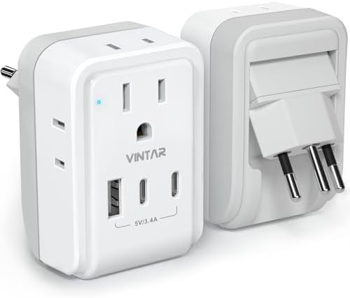 VINTAR Brazil Power Adapter 1 Pack, Foldable US to Brazil Travel Adaptor by VINTAR