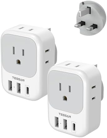 TESSAN UK Adapters for Travel, Type G Adaptor, 2 Pack by TESSAN
