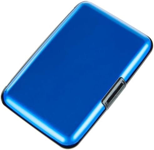 Credit Card Holder RFID Blocking Wallet for Women Men Small Mini Metal Slim Hard Aluminum Business Card Case (Blue) by CANTINEY