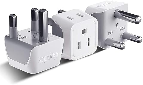 Ceptics South Africa, Namibia Travel Adapter Plug with Dual Usa Input - Type M - Ultra Compact - Safe Grounded Perfect for Cell Phones, Laptops, Camera Chargers and More 3 Pack (CT-10L) by Ceptics