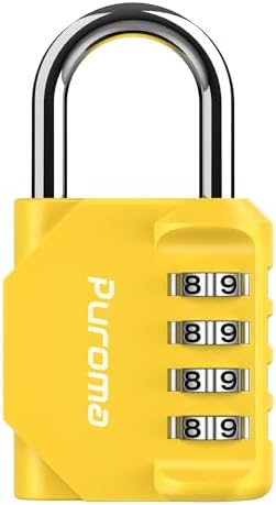 Puroma 1 Pack Combination Lock Locker 4 Digits Combo Padlock Gym Yellow by Puroma