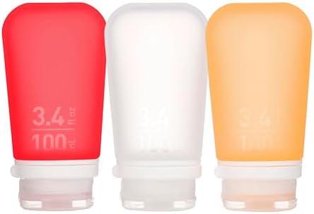 humangear GoToob+ 3-Pack, Large (3.4 fl oz), Clear/Red/Orange by humangear