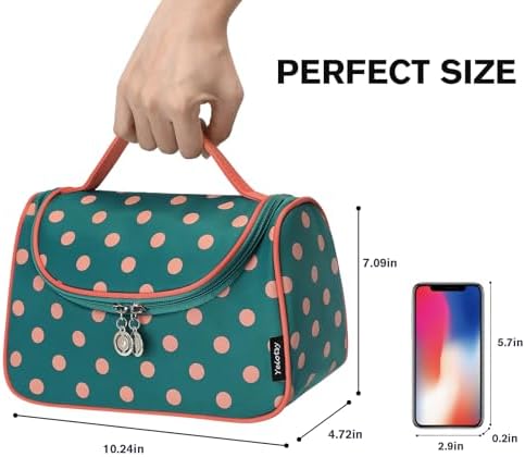 Yeiotsy Travel Cosmetic Bag for Women – Polka Dot Makeup Bag Organizer & Hanging Toiletry Bag - Image 3
