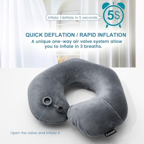 Keemall Inflatable Travel Neck Pillow, Cervical Support for Airplane & Car - Image 3