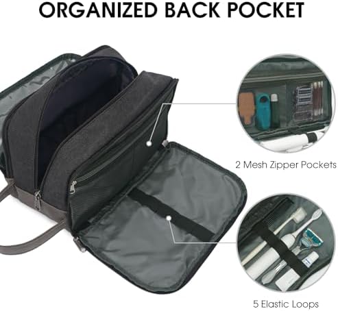 WANDF Travel Toiletry Bag for Men, Canvas Shaving Dopp Kit - Image 4